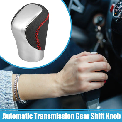 Silver Tone Gear Shift Knob Cover with Red Thread for Lexus