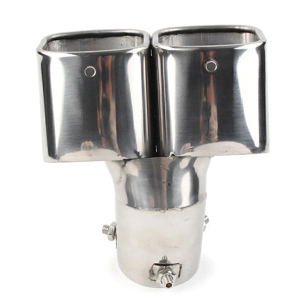 Dual Exhaust Pipe Tail Muffler Tip for Car - Chrome Throat Tailpipe