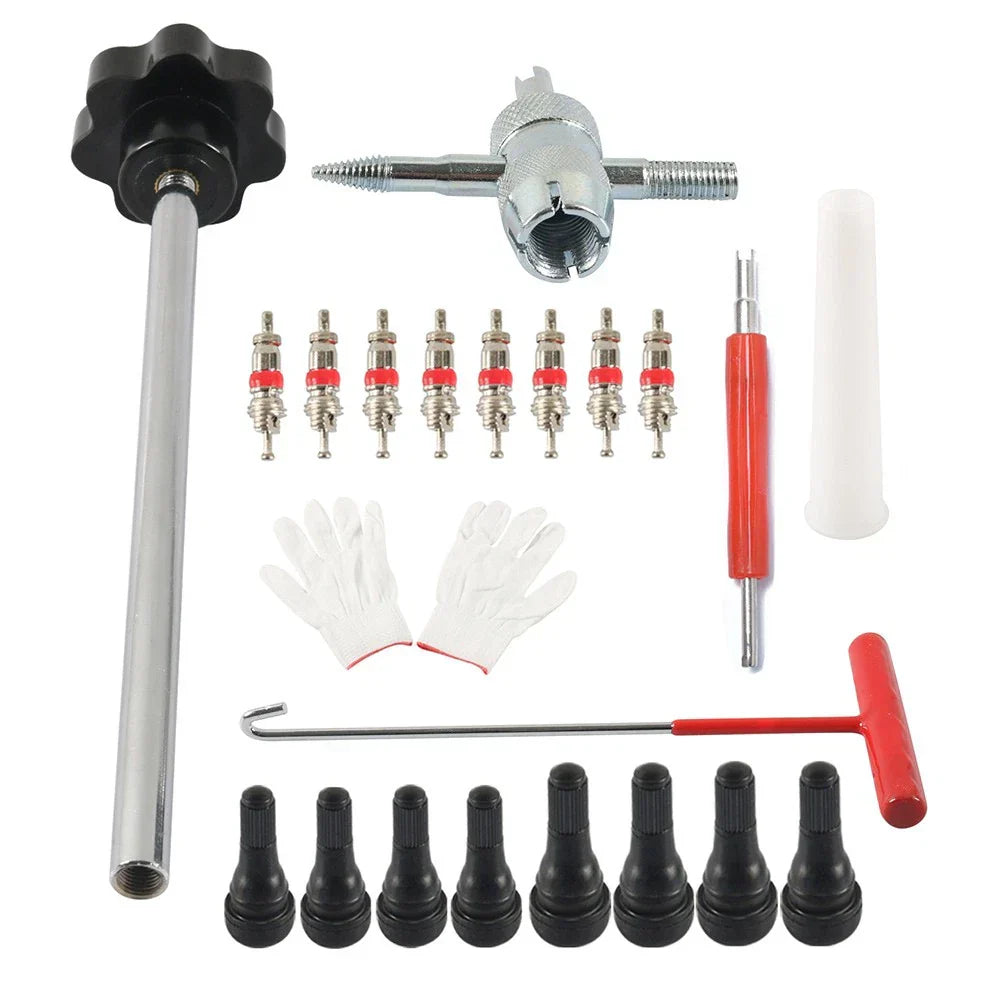 Tire Valve Core Tool Kit - Quick Change with Black Handle for Cars