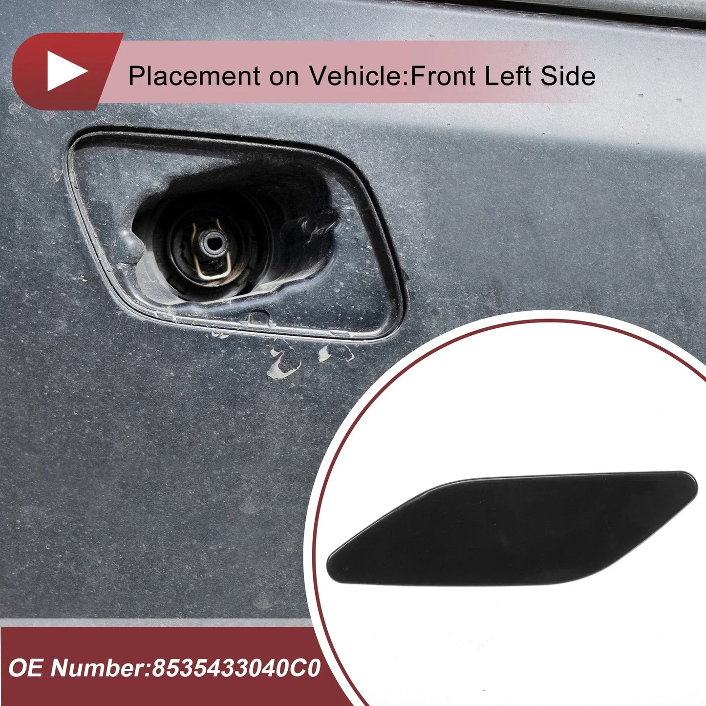 Front Left Washer Nozzle Cover for Lexus ES300h (2019-2022) Black 1 x Cap