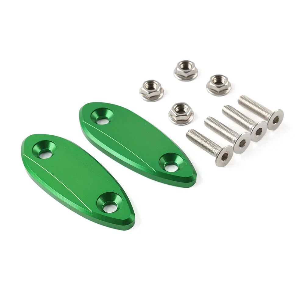 Green Motorcycle Mirror Block Off Base Plates for Kawasaki ZX6R (2009-2012)