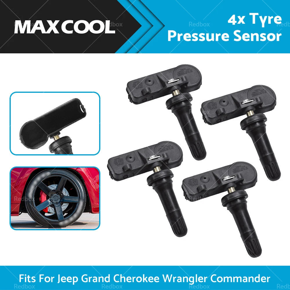 4 x Tyre Pressure Sensors for Jeep Grand Cherokee, Wrangler (2011-2023)