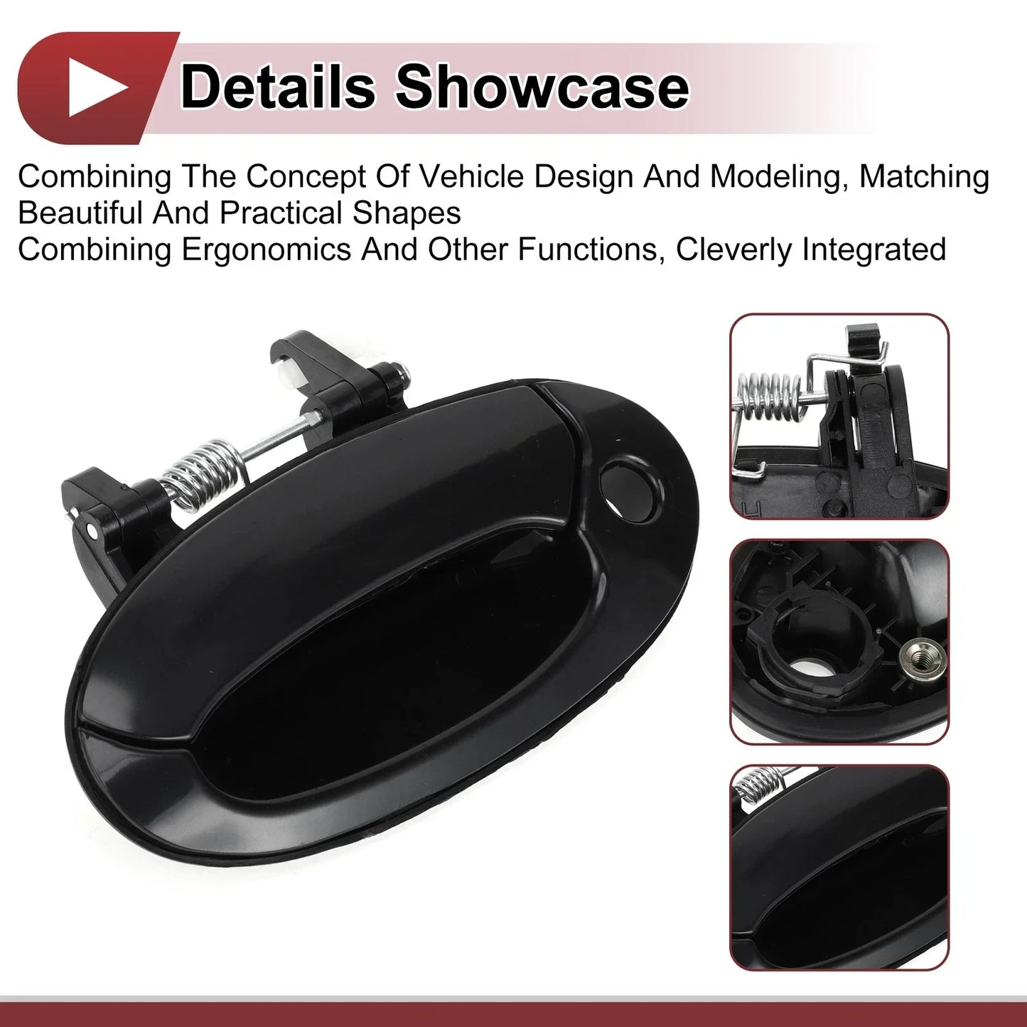 Exterior Door Handle for Hyundai Elantra Front Left Black ABS (2011-2016)