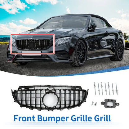 Front Upper Bumper Grille for Mercedes-Benz E200 (2016-2020) Black
