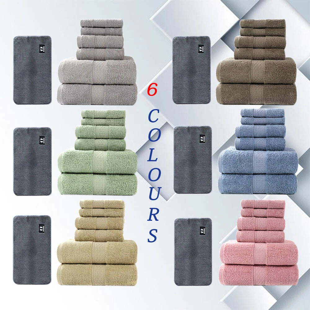 7PCS Cotton Towel Set for Home Bath Outdoor Swimming Water Park