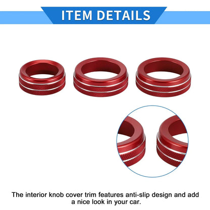AC Media Volume Tune Switch Knob Cover Ring for Dodge Durango (2021-2023) 3 x Pcs