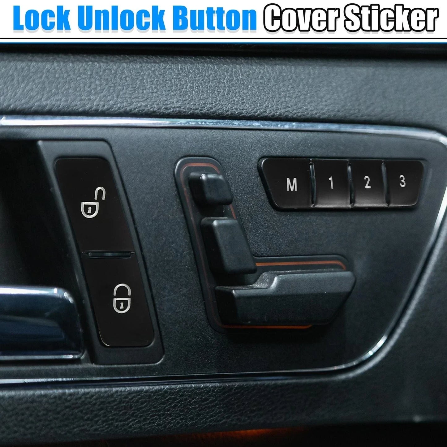 Car Door Lock Unlock Seat Button Cover Trim Set for Mercedes-Benz GLE500 (2016-2020)