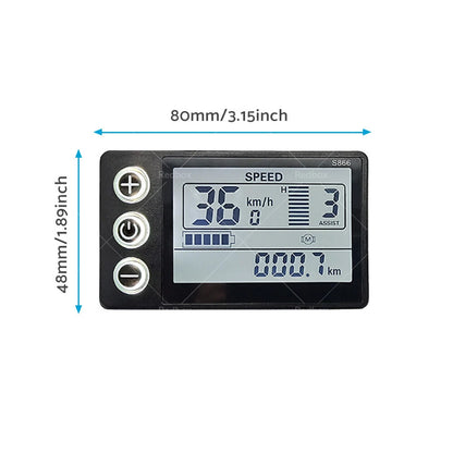 LCD Display for Electric Bike S866 24V/36V/48V Waterproof Plug