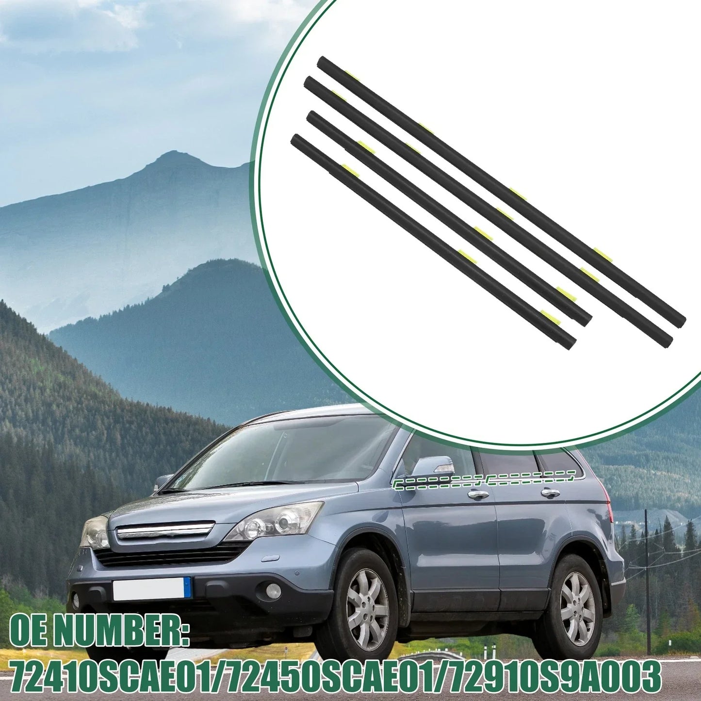 Window Weatherstrip Set for Honda (No. 72410SCAE01, 72450SCAE01) Black
