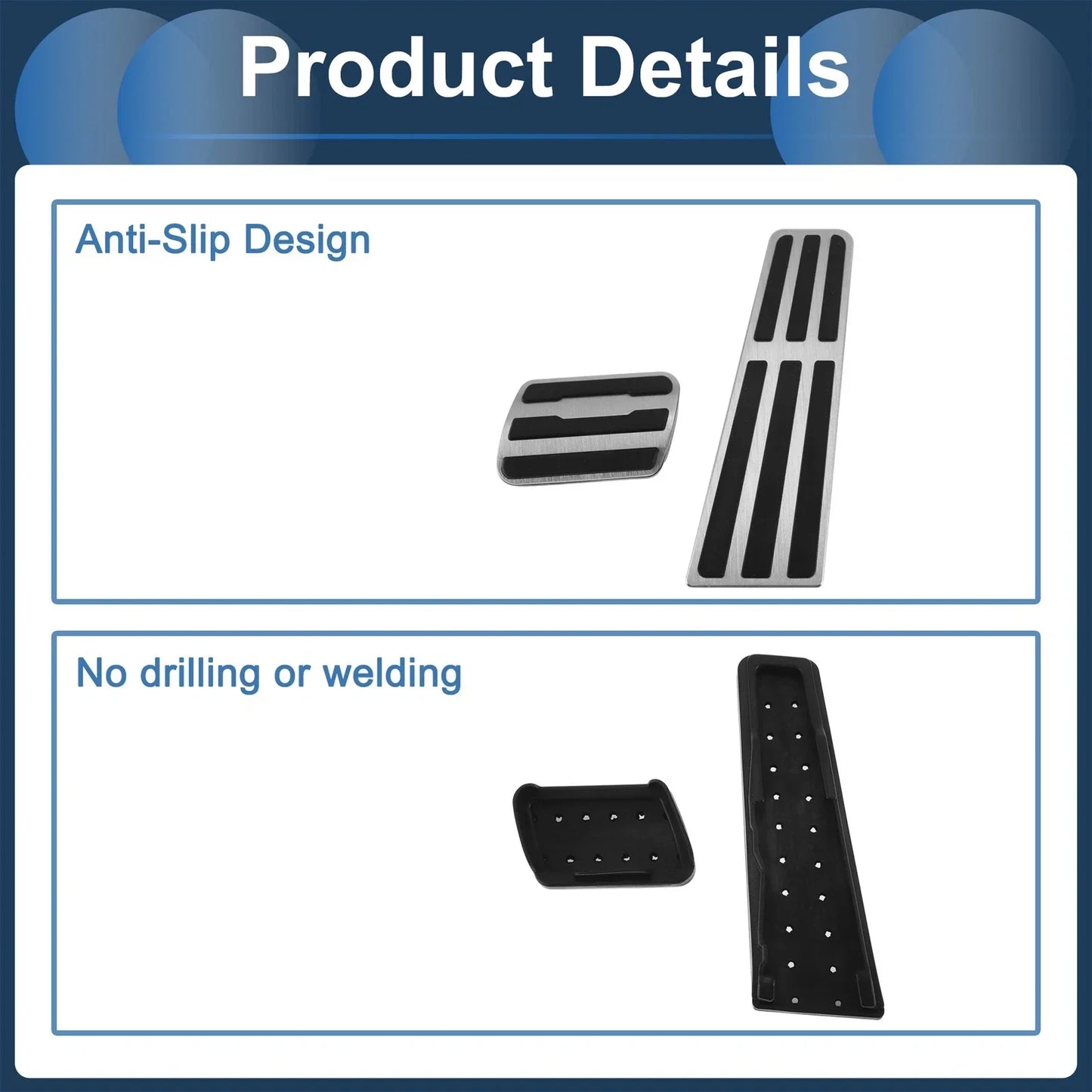 Foot Accelerator Pedal Covers for Porsche 718/911 (2016-2023) - Silver Tone