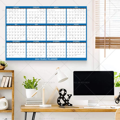 18 x 24 Inch 2024 Erasable Wall Calendar Planner - Navy