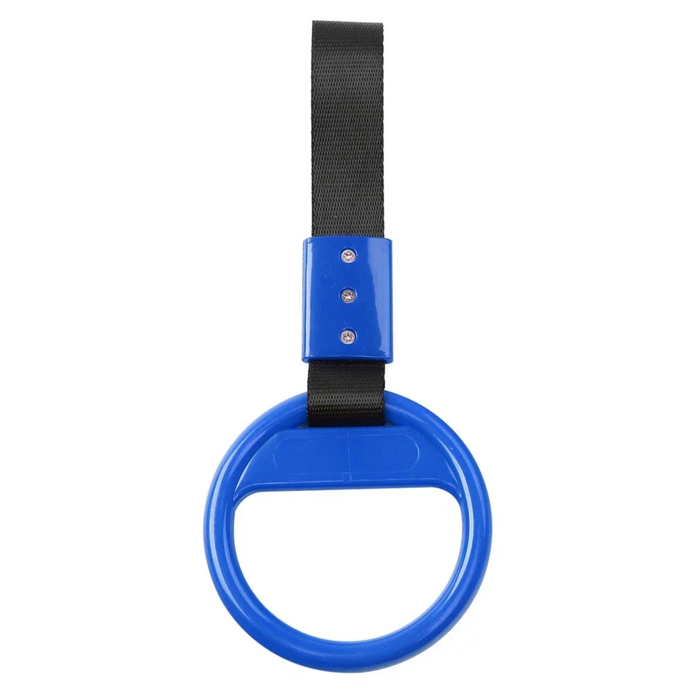 PVC Plastic Black & Blue Round Ring Handle Strap for Train Bus Drift Tools