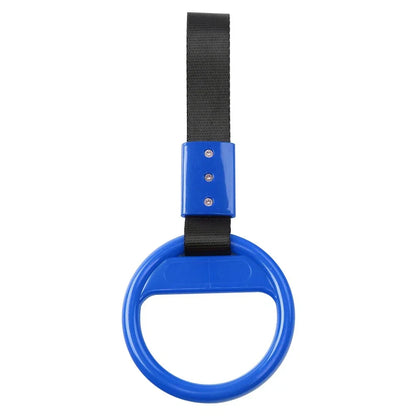 PVC Plastic Black & Blue Round Ring Handle Strap for Train Bus Drift Tools