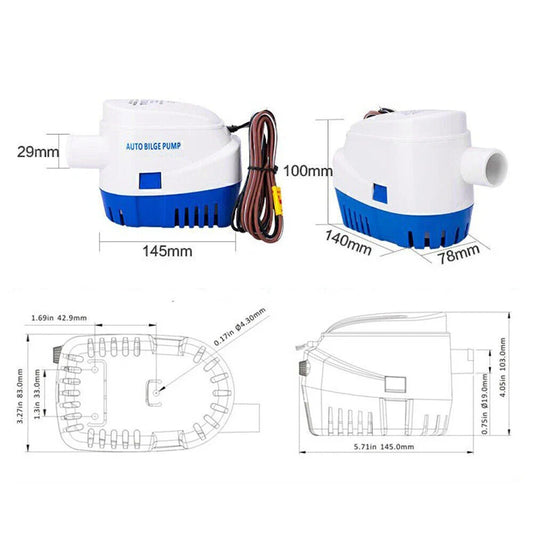 24V 600GPH Submersible Bilge Pump for Marine Boat & RV