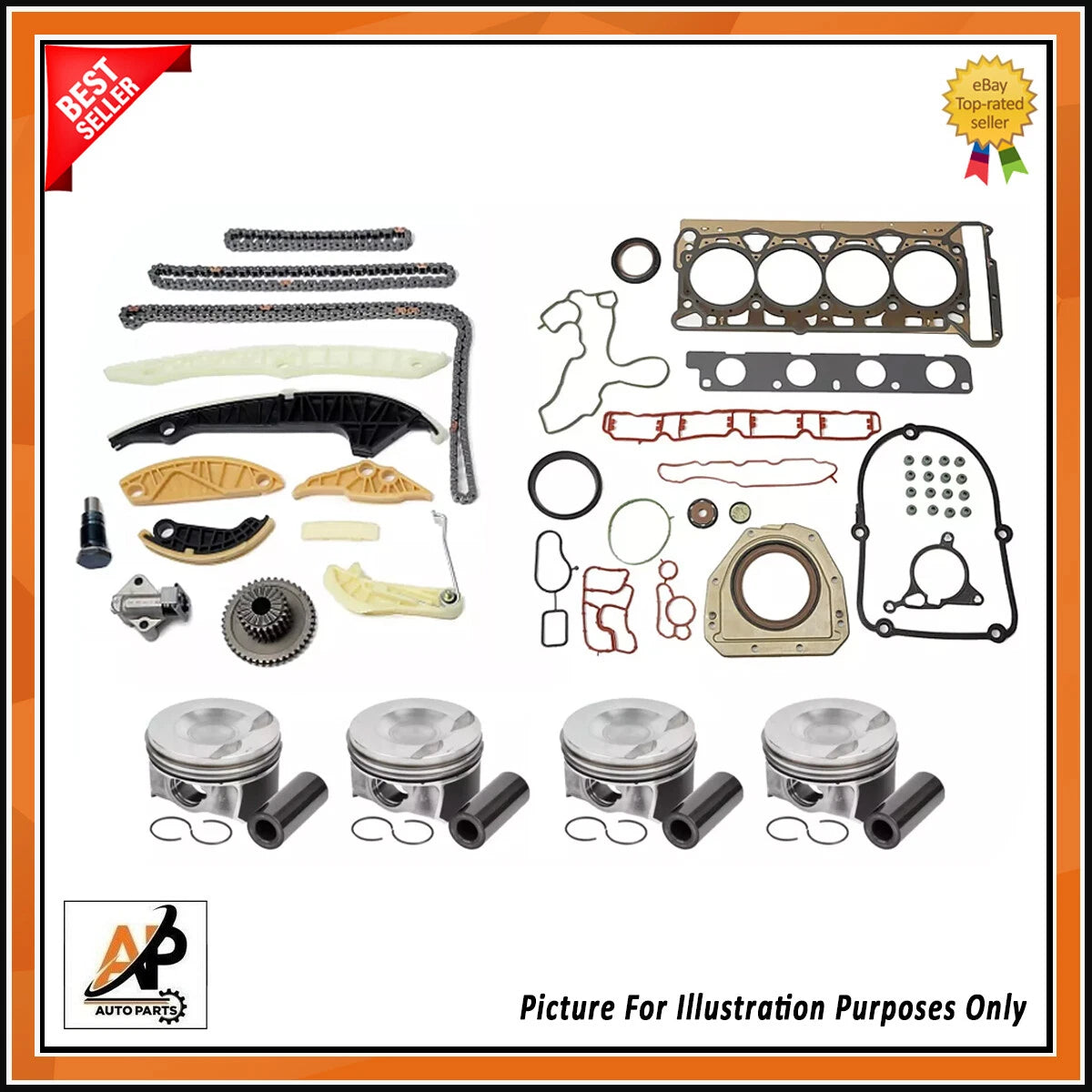 Engine Rebuild Overhaul Kit with Pistons for VW Audi A4 A5 2.0TFSI (2008–2017)