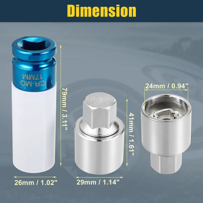 305 Wheel Lock Lug Nut Set with Protector Socket for Mercedes Benz