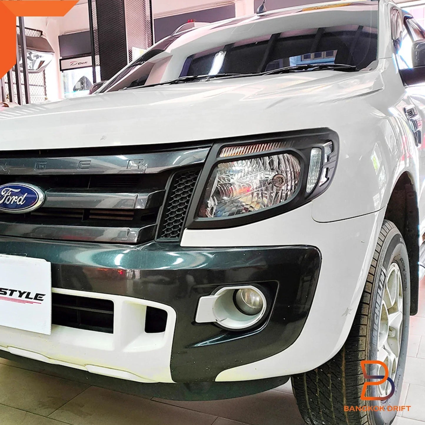 Matte Black Headlight Lamp Cover Trim for Ford Ranger UTE (2012-2015)