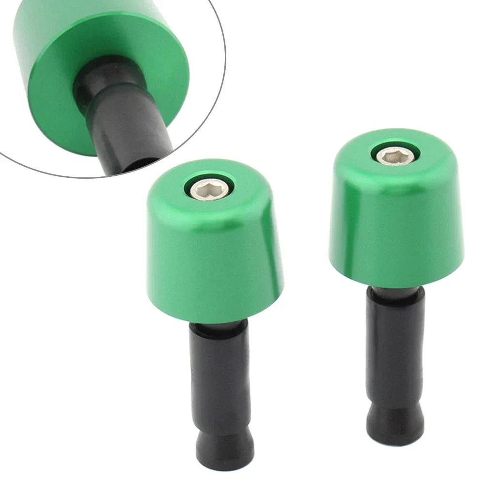 1in Green Handlebar Hand Grips & End Caps for Universal Motorcycle (N/A)