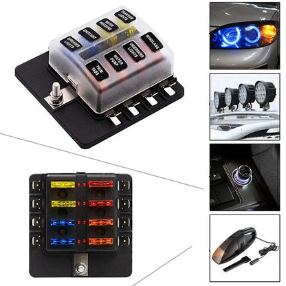 8 Way Circuit LED Fuse Box Holder for Universal Applications