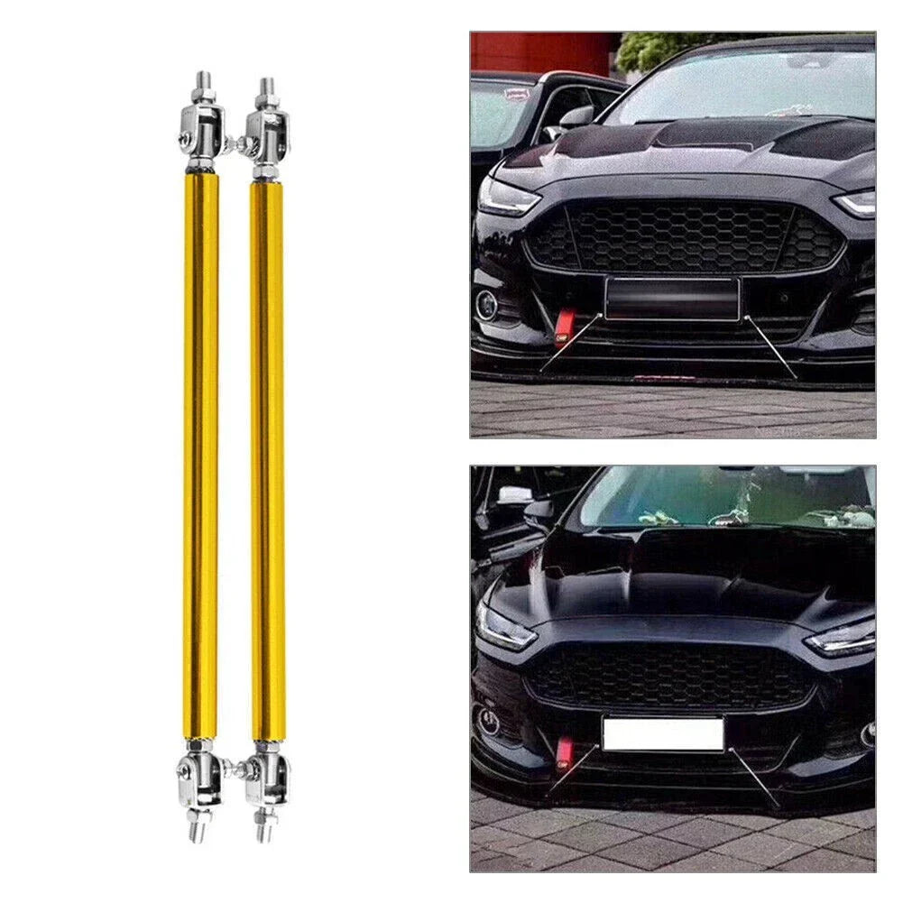 Gold Front Bumper Lip Splitter Strut Rod Tie Support Bar for Universal Car