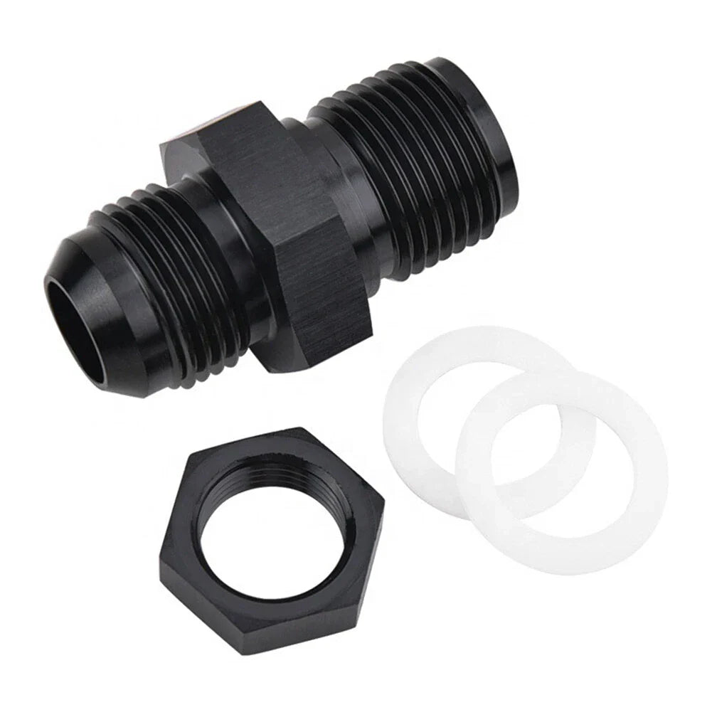 AN12 Flare Fuel Cell Bulkhead Fitting w/ Washer for Black Aluminum