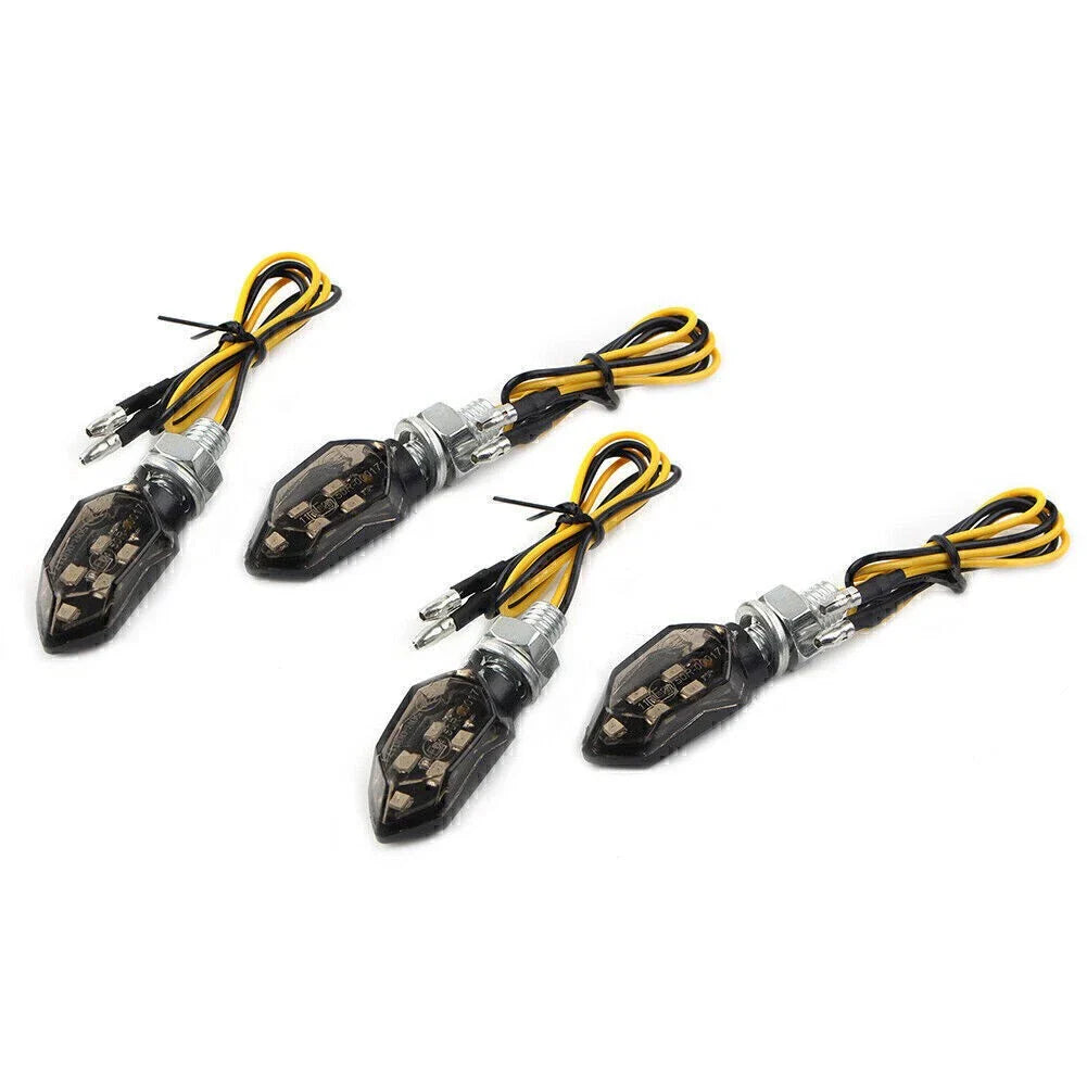 4 x Mini 12V LED Turn Signal Lights for Motorcycle - Amber