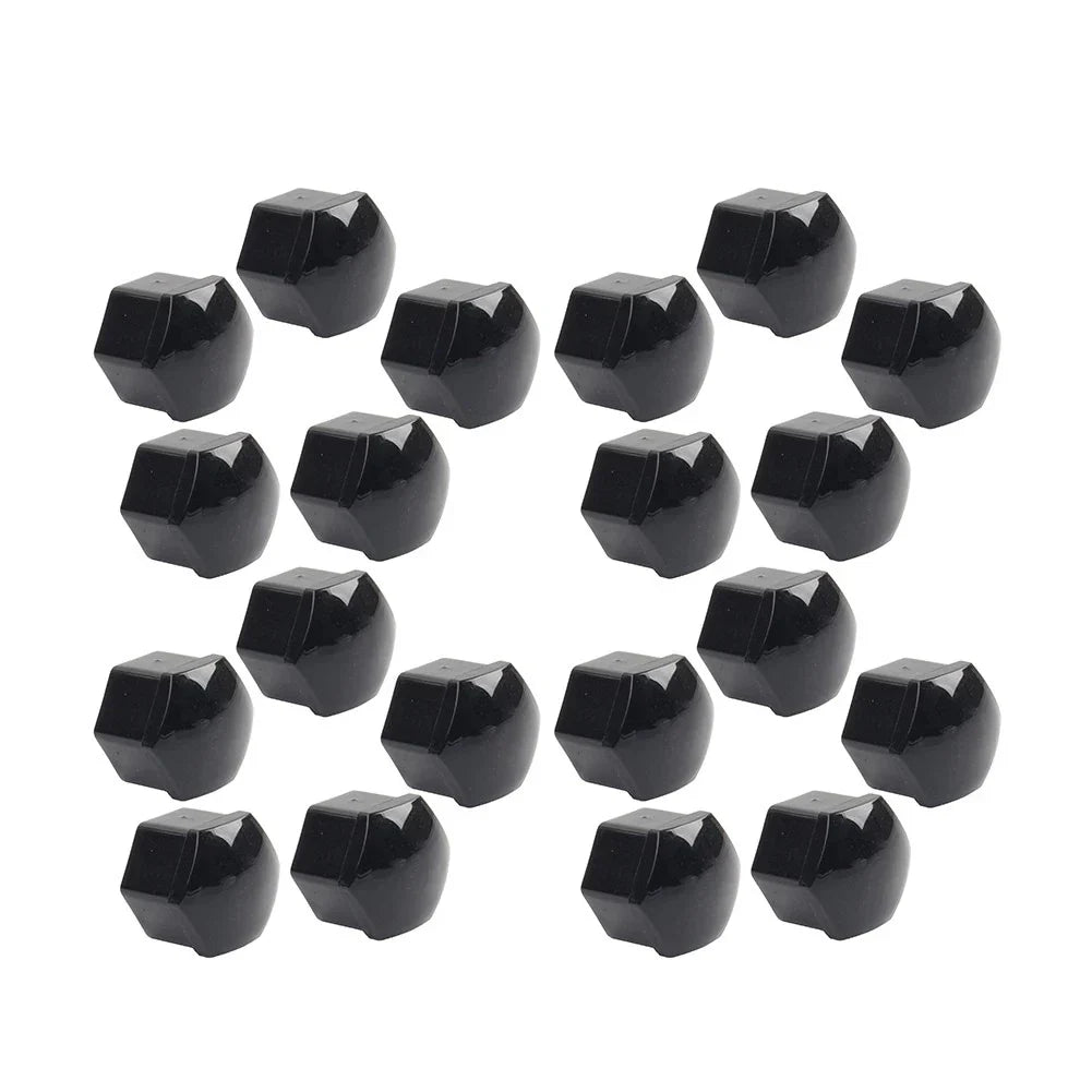17mm Black Wheel Lug Nut Bolt Cover Caps (20 Pcs) for Car - Fits Various Models