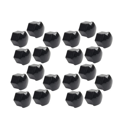 17mm Black Wheel Lug Nut Bolt Cover Caps (20 Pcs) for Car - Fits Various Models
