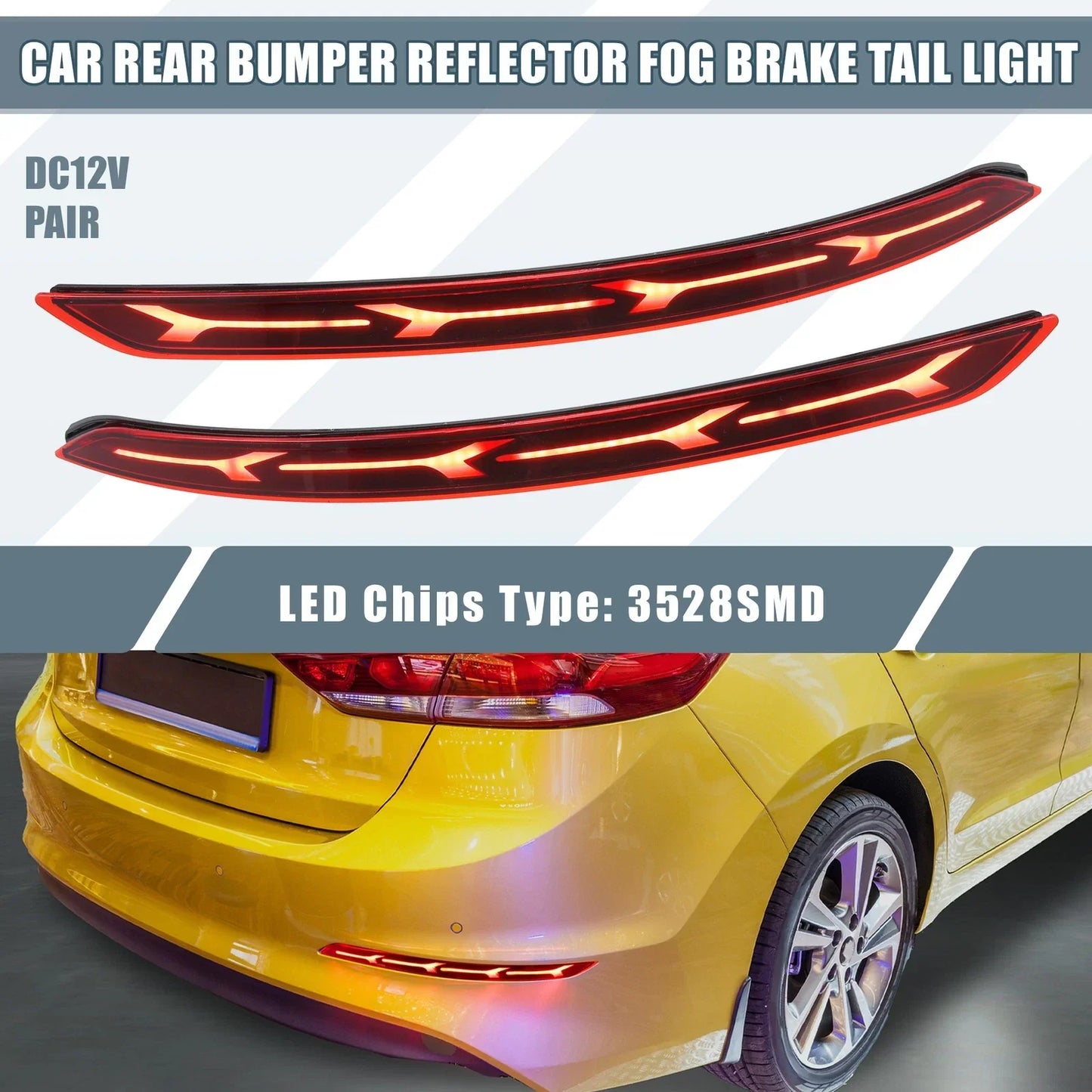 Rear Bumper Reflector LED Brake Tail Light for Hyundai Elantra (2017-2020)