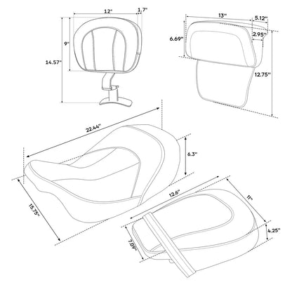 Seats Backrest Pad for Harley Road Glide Street Glide (2014 - 2023)