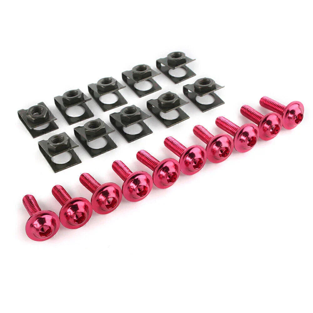 10 x M6 Body Fairing Bolts Fastener Clips for Universal Fit Scooter BLACK