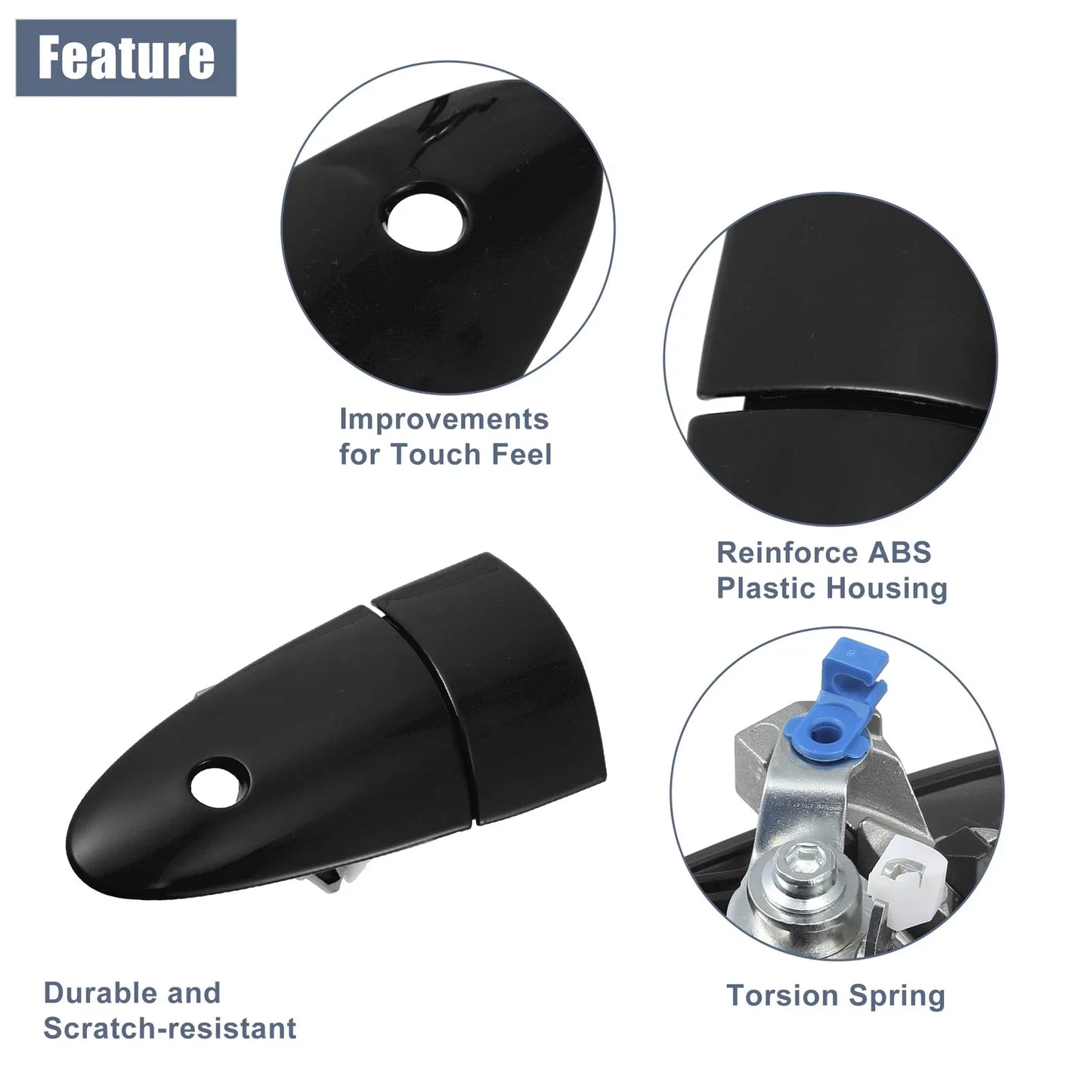 Black Front Left Exterior Door Handle for Honda CR-Z (2011-2016)