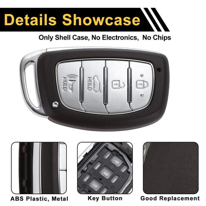 4 Button Key Fob Shell Case for Hyundai Tucson (2015-2021) Brown Silver Tone