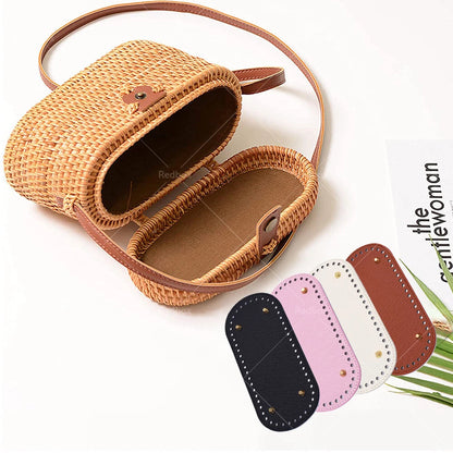 8PCS PU Leather Shaper Base Pad for DIY Crochet Bag Bottom Oval Accessories