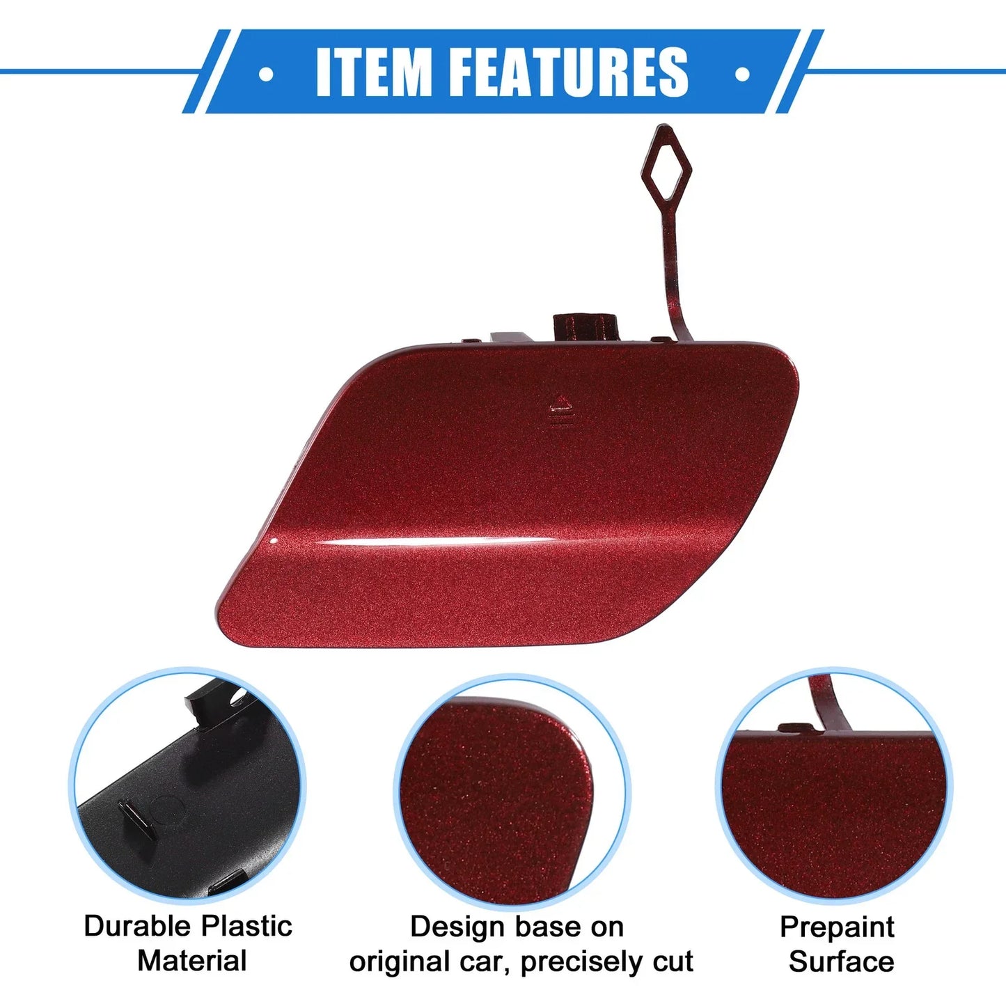 Car Rear Bumper Tow Hook Cover for Mercedes-Benz C300 Sedan (2016-2018) Red