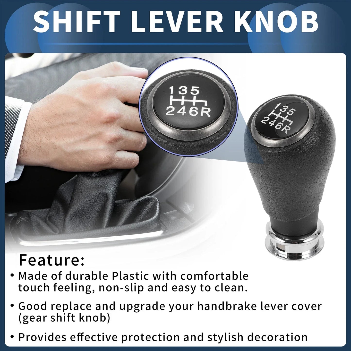 6 Speed Gear Shift Knob for Honda CR-V 2006-2011 Plastic Black Silver Tone