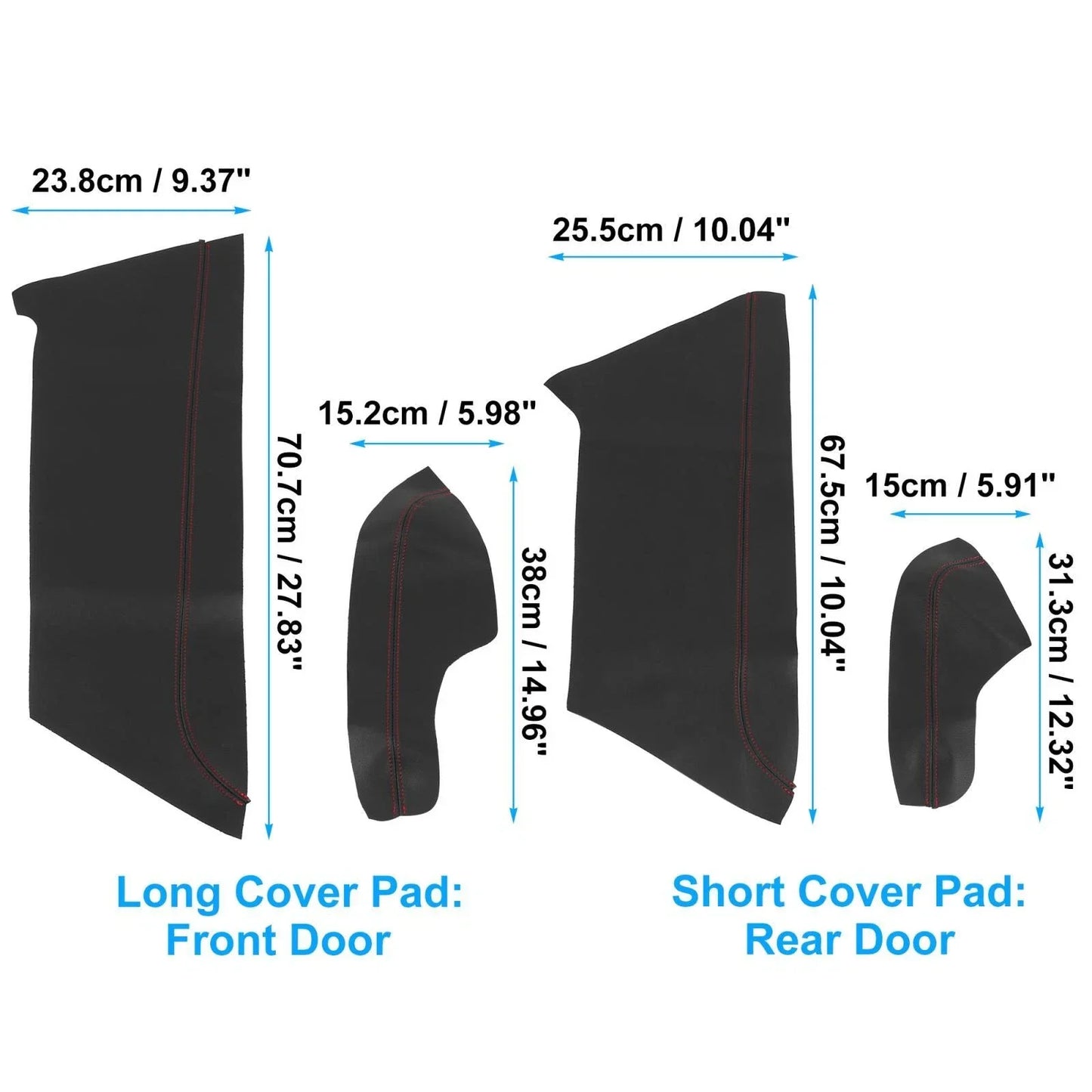 8Pcs Door Panel Armrest Covers for Honda Civic (2016-2020) Black Red Line