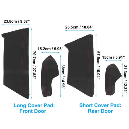8Pcs Door Panel Armrest Covers for Honda Civic (2016-2020) Black Red Line