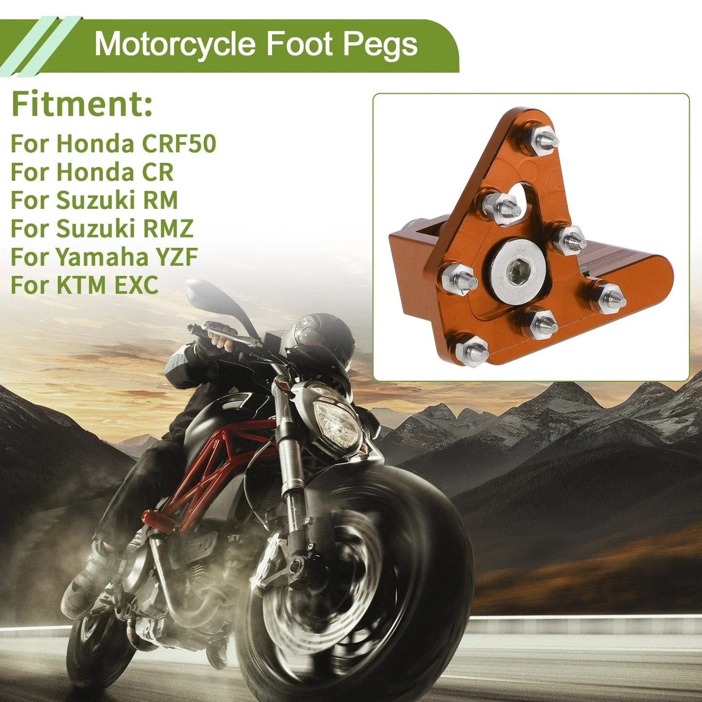Motorcycle Foot Pegs for Honda CRF50 Footrests - Orange (2004-2023)