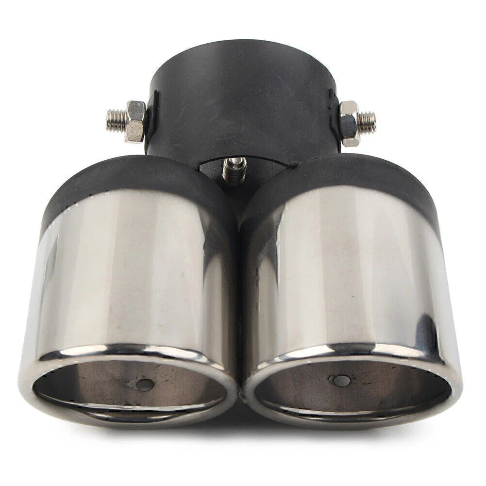 Dual Stainless Steel Rear Exhaust Pipe Tail Muffler Tip for Universal Vehicles