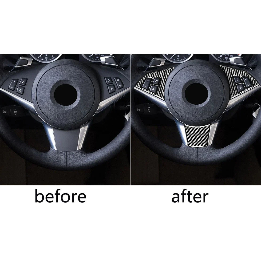 Carbon Fiber Steering Wheel Button Frame Cover for BMW 6 Series E63 E64 (2004-2010)