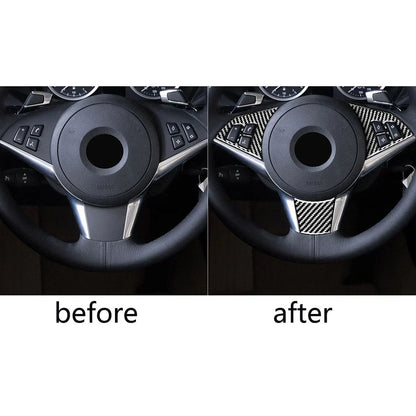 Carbon Fiber Steering Wheel Button Frame Cover for BMW 6 Series E63 E64 (2004-2010)