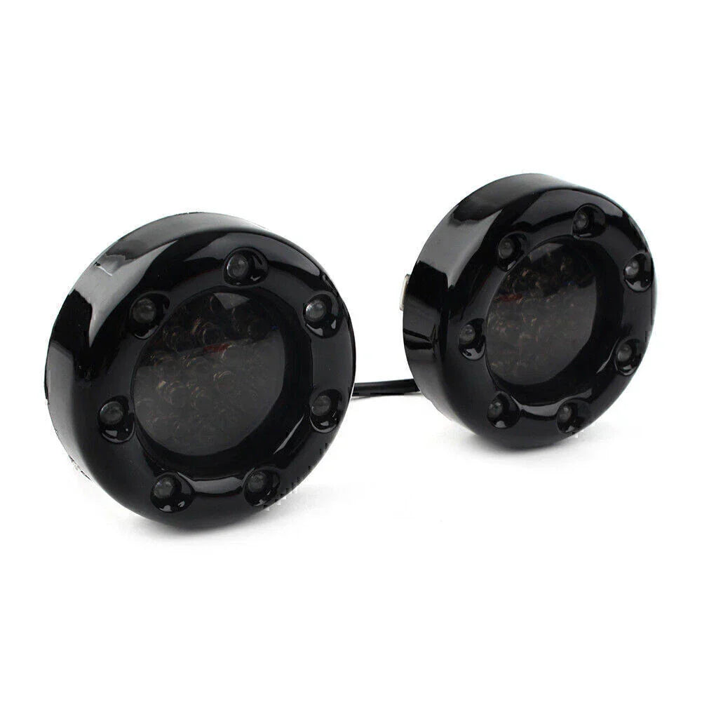 7 LED Black Fire Ring Turn Signal Lights for Harley Softail Dyna
