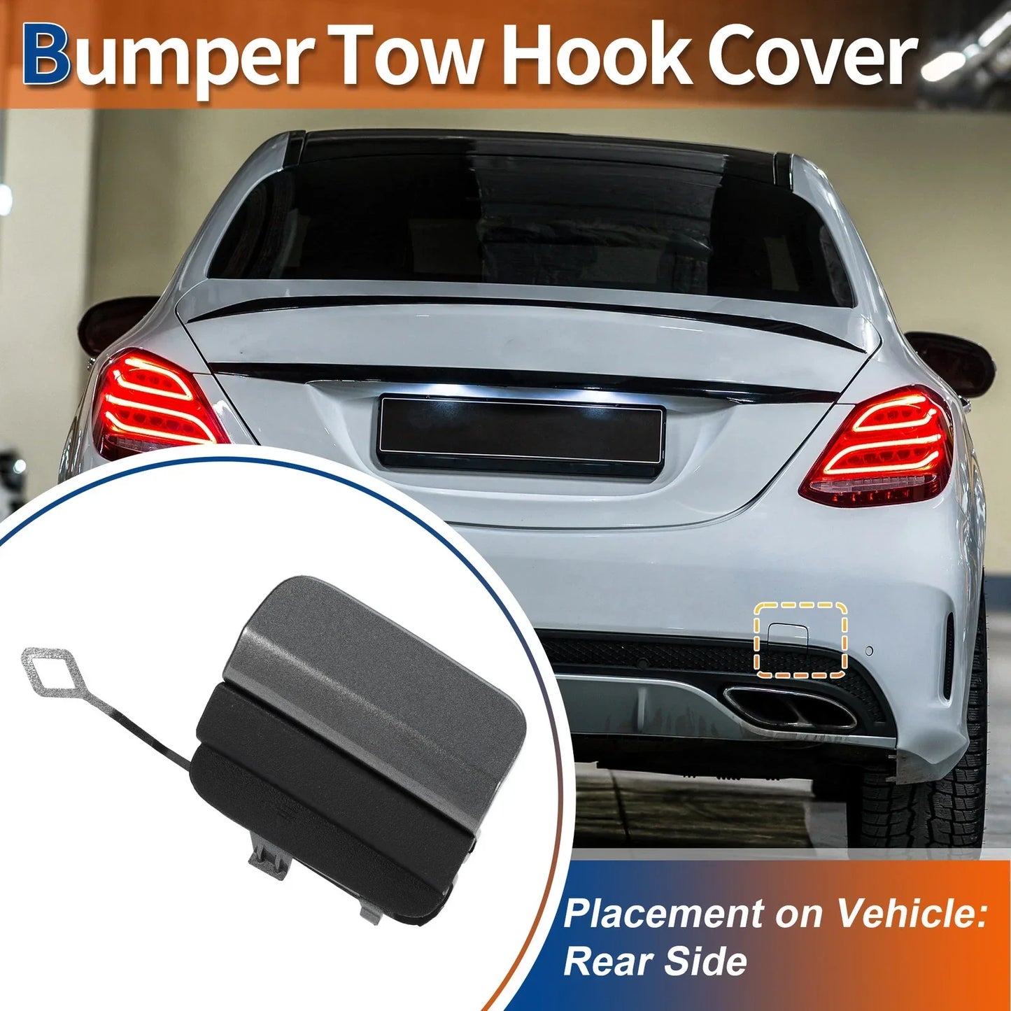 Rear Tow Hook Cover for Mercedes-Benz C-Class (2015-2023) - Grey