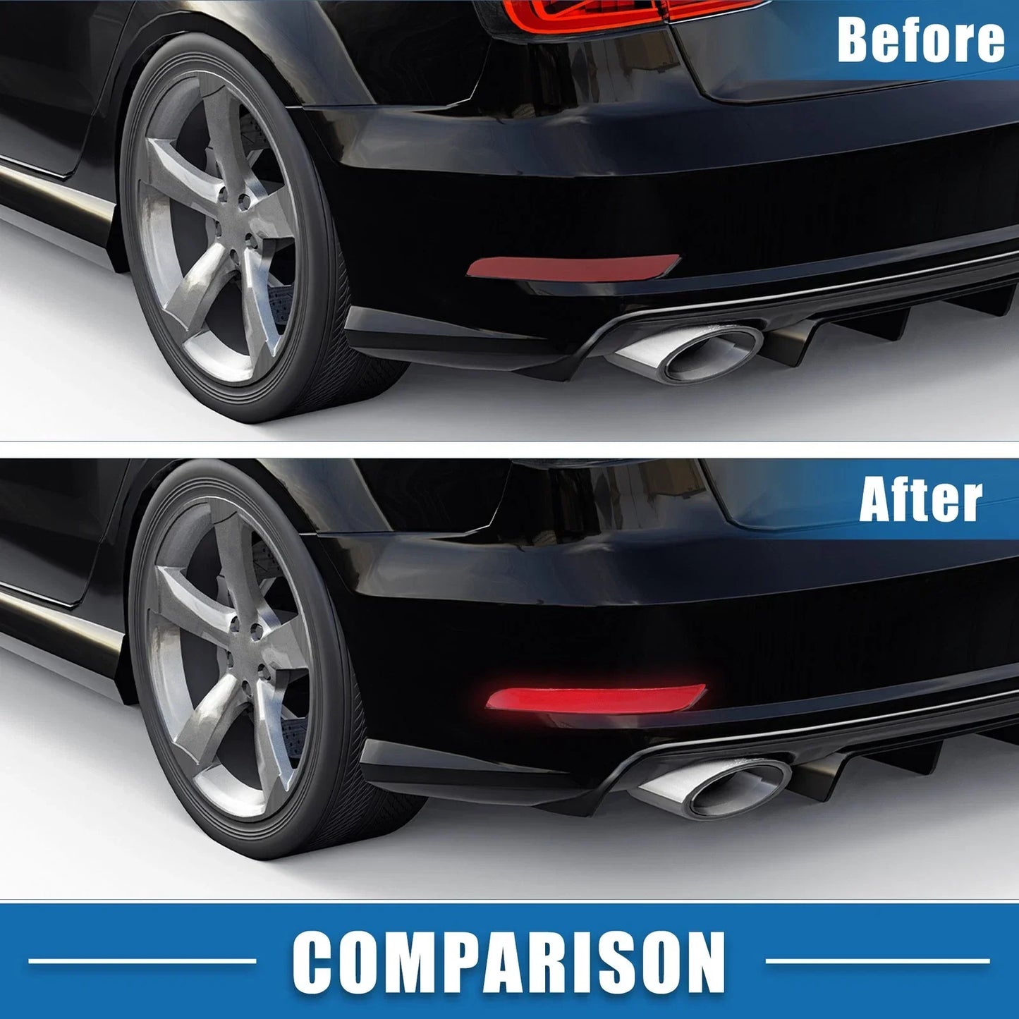 Rear Bumper Reflector Light for Mercedes-Benz (ABS Red Gray) 1 Pair