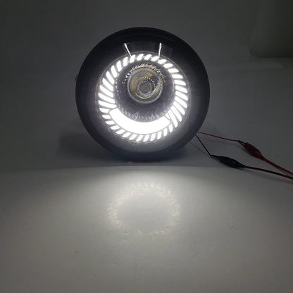 5-3/4" Switchback White LED Halo DRL Angel Eye Headlight for Motorcycle (N/A)