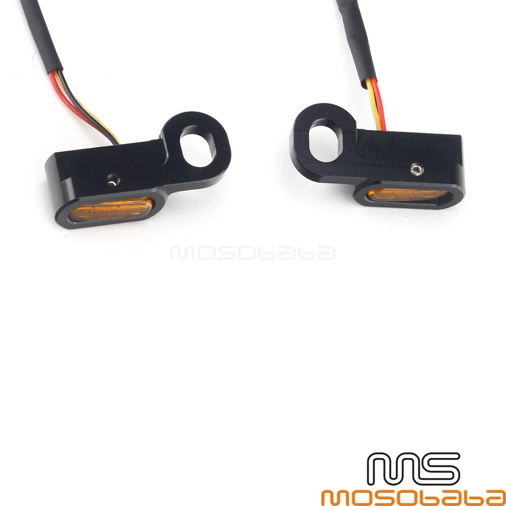 Black E4 LED Mini Front Turn Signal Lights for Harley Touring (2014-2021)