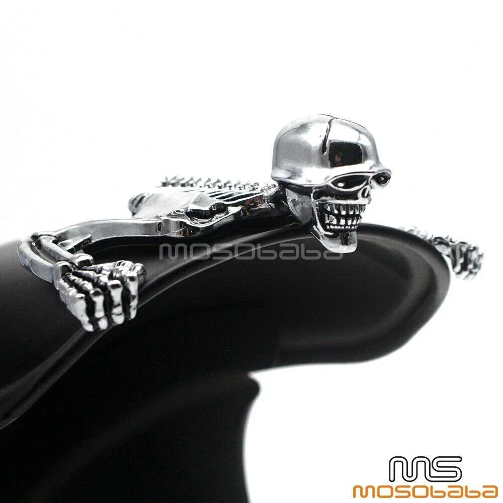 Chrome Skull Headlight Ornament 7" for Harley Chopper Bobber