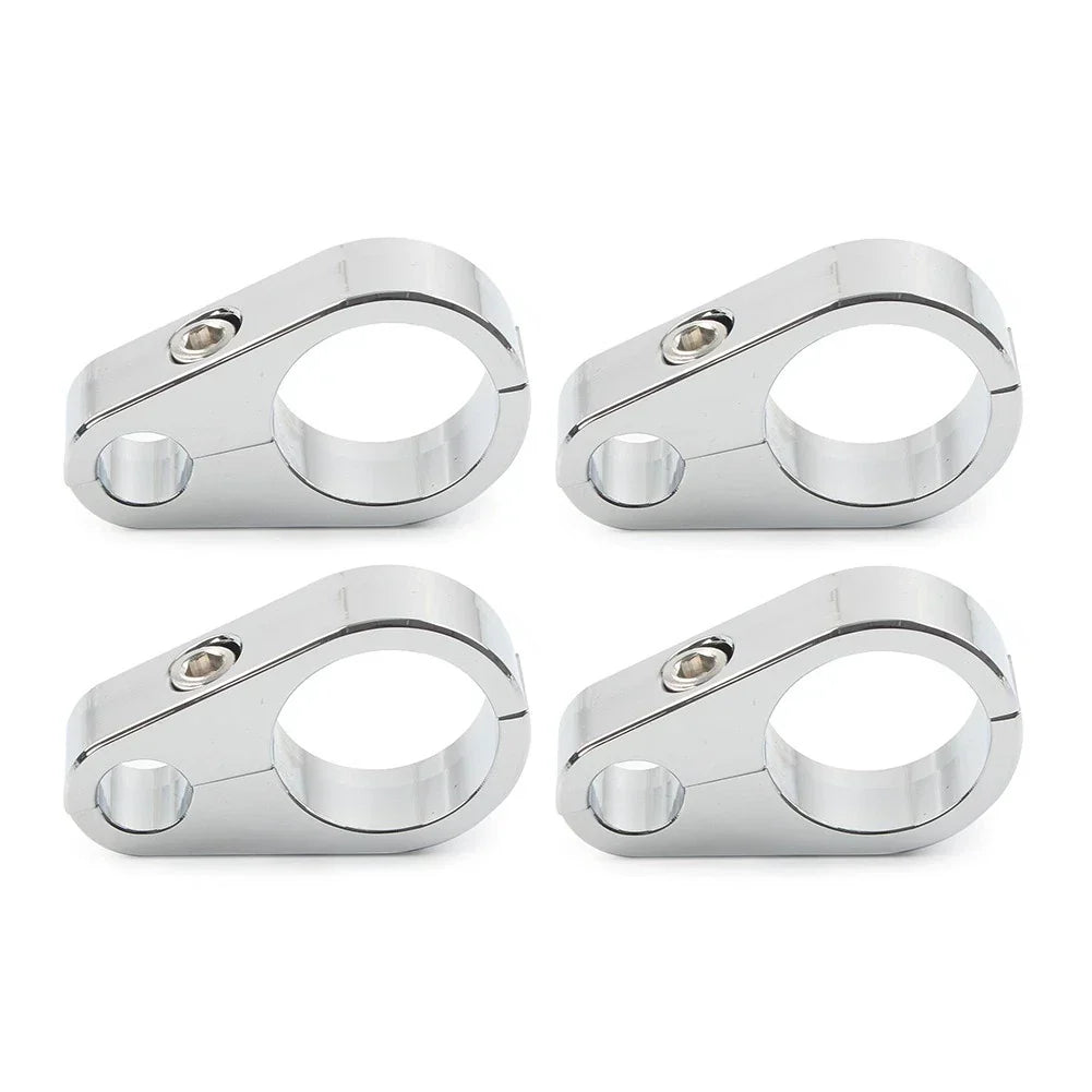 4X Chrome Brake Clutch Cable Wire Clamp Clip for Harley 1" Handlebar