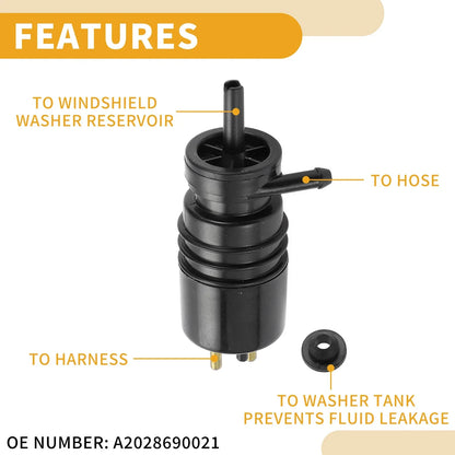 Windshield Washer Pump w/ Grommet for Mercedes-Benz 560SL (1986-1989)